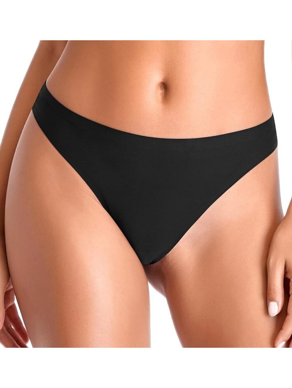 New - 5 Pack - Women’s Seamless No Show Thongs - Black / Gray - Size M